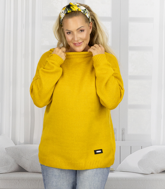 Pulover cald supradimensionat pentru femei cu decolteu tip barcă MARLENA