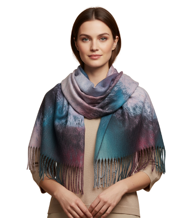 Eșarfă șal cu franjuri multicolore la modă