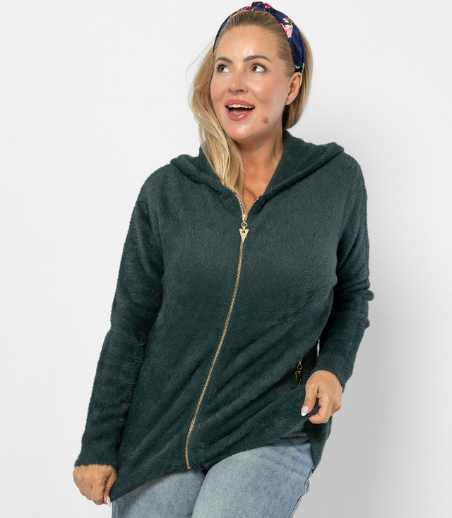 Pulover cardigan cald din tricot pufos GRAZYNA