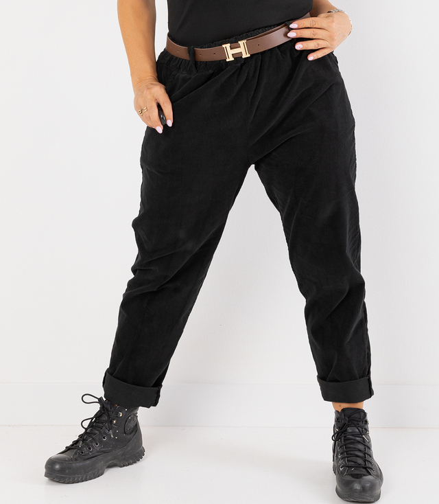 Pantaloni chinos din catifea cu curea CITY SOFT