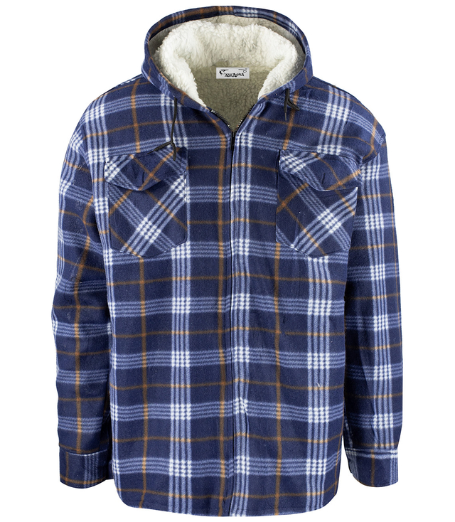 Cămașă călduroasă din fleece cu glugă, izolată cu blană artificială, pentru bărbați