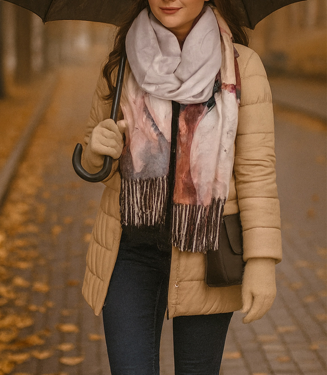 Eșarfă pătrată pentru femei cu franjuri AGRAFKA