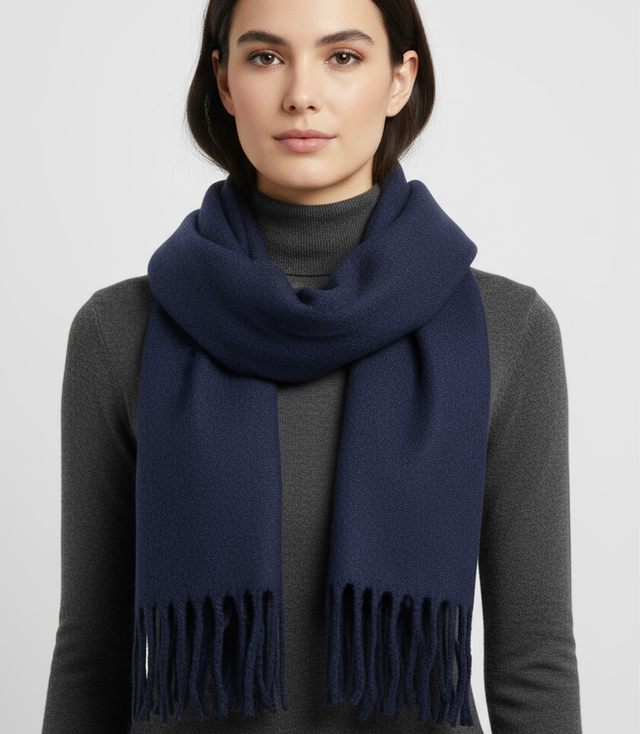 Eșarfă elegantă cu franjuri într-o singură culoare