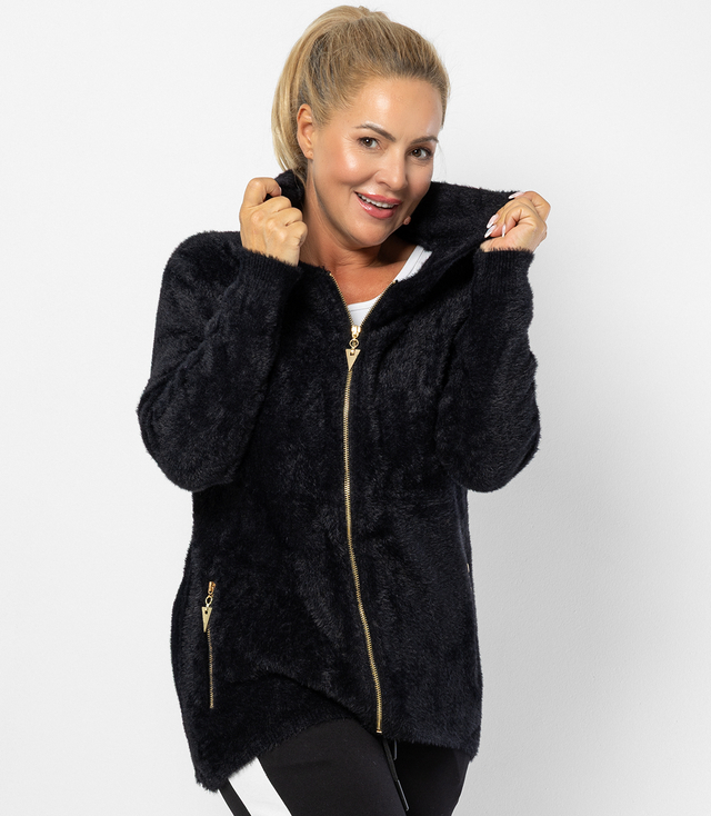 Pulover cardigan cald din tricot pufos GRAZYNA