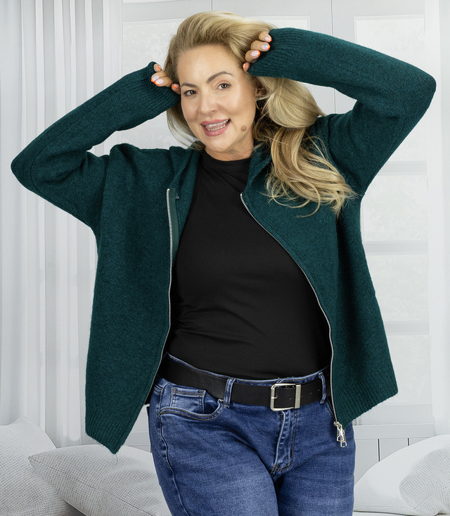 Pulover cardigan cu glugă și fermoar scurt NORA