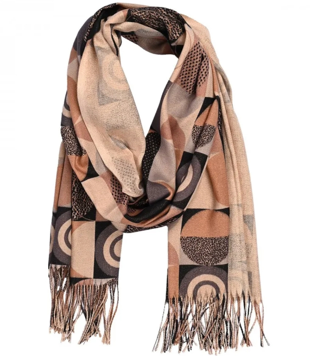 Cald eșarfă elegantă model cercuri geometrice fir strălucitor moale netedă 180x70 cm