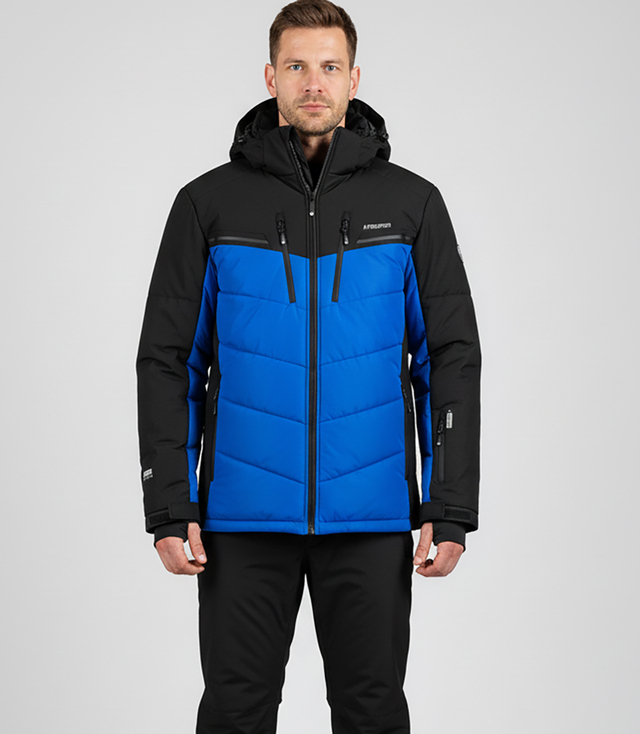 Jachetă de iarnă cu glugă matlasată pentru bărbați în două tonuri