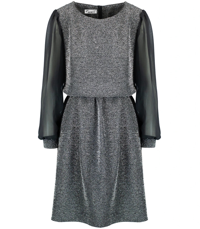 Rochie eleganta trapez cu sclipici si tul ELECTRA