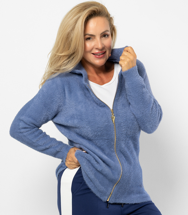 Pulover cardigan cald din tricot pufos GRAZYNA