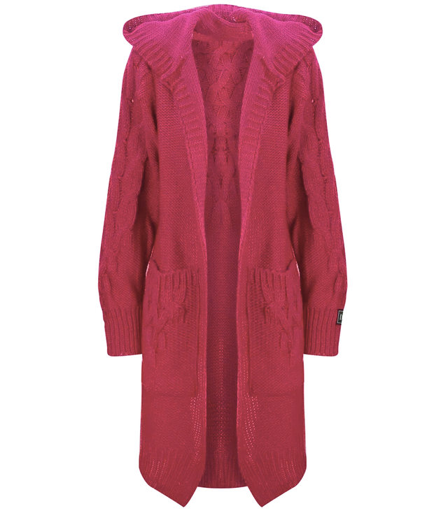 Pulover din lână cu împletitură lungă cardigan