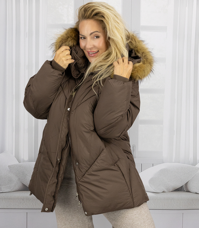 Jachetă caldă de iarnă cu croială trapez COCO