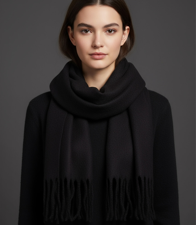 Eșarfă elegantă cu franjuri într-o singură culoare