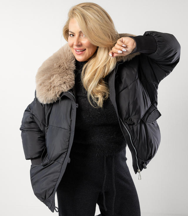 Jachetă bomber de iarnă cu jachetă detașabilă din piele de oaie IRMA