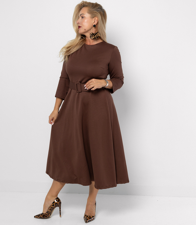 Rochie clasică midi evazată fără bretele ELISE 2