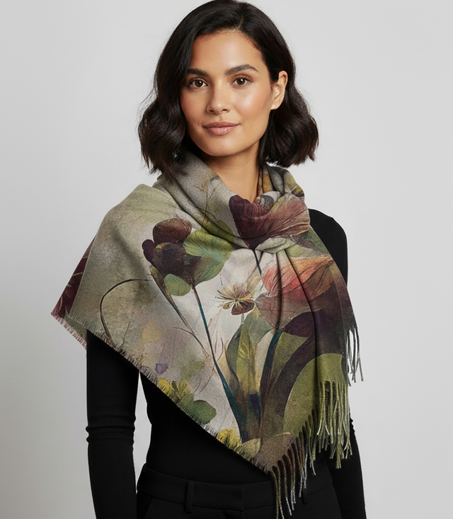 Eșarfă pătrată pentru femei cu franjuri AGRAFKA