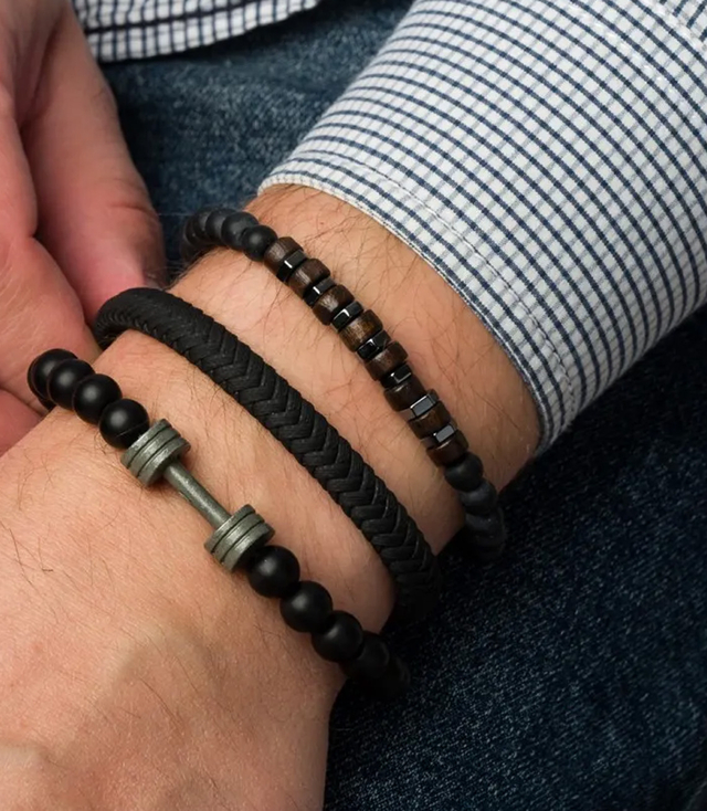 Set de brățări pentru bărbați cu piatră naturală