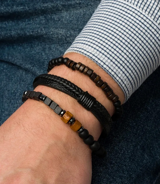 Set de brățări pentru bărbați cu piatră naturală