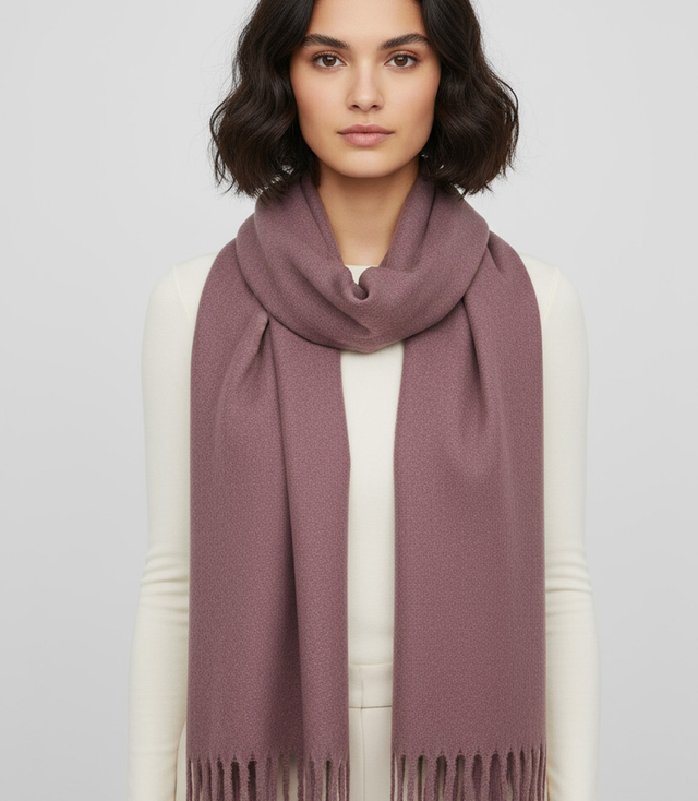 Eșarfă elegantă cu franjuri într-o singură culoare