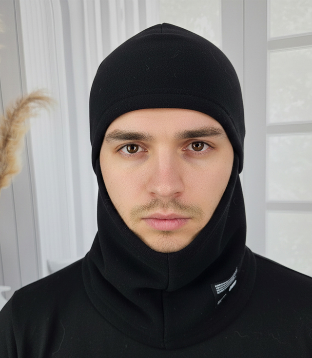 Balaclava din fleece termic - negru, încălzitoare pentru gât și cap