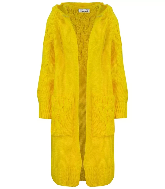 Pulover din lână cu împletitură lungă cardigan