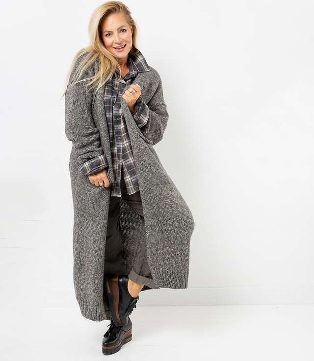 Cardigan lung cald melange AURORA